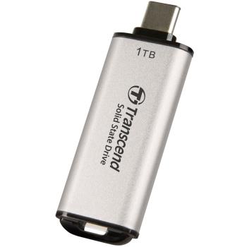 Transcend: Portabel Mini SSD ESD300C USB-C 1TB 10Gbps (R1050/W950 Mb/s) Silver
