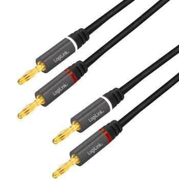 LogiLink: Högtalarkabel 2x2,5 mm² med banankontakter Svart 5 meter