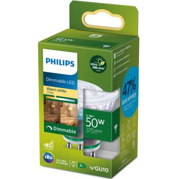 Philips: LED GU10 2,1W (50W) 375lm Dimbar 2700K Energiklass A