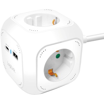 LogiLink: Power Cube Multi-grenuttag + USB-A/USB-C PD 20W