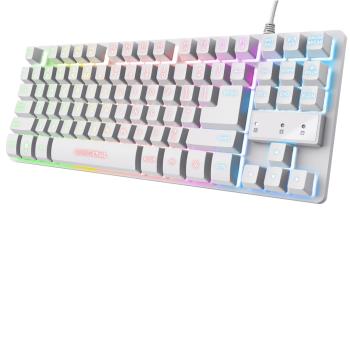 Trust: GXT 833W Thado Gamingtangentbord TKL RGB Nordisk layout Vit