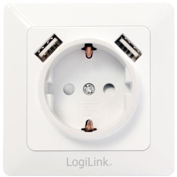 LogiLink: Vägguttag 230V med 2xUSB 2,1A