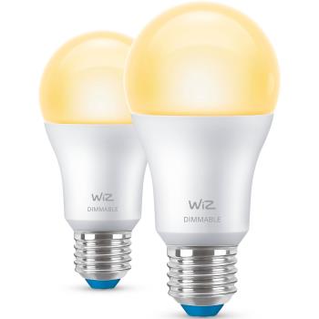 WiZ: WiFi Smart LED E27 Normal 60W 806lm Dimbar varmvit 2-pack