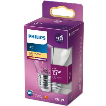 Philips: LED E27 Klot 15W Klar 136lm