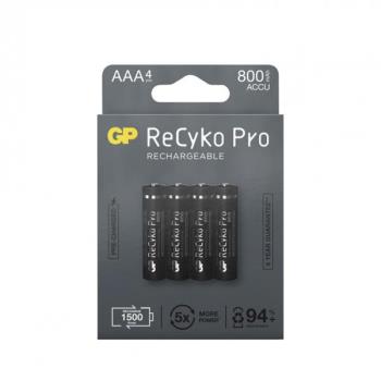 GP ReCyko Pro Rechargeable Battery, Size AAA, 800 mAh, 4-pack