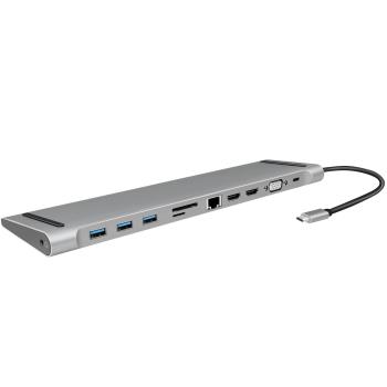 LogiLink: USB-C-docka 11-i-1 HDMI/VGA/RJ45/USB-C 100W