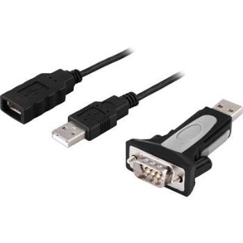 DELTACO USB Adapter | USB A to RS-232 DB9ha | USB-A - USB-A | 2.0 | 1m | Black