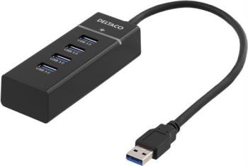 DELTACO USB 3.1 Hubb USB-A -> 4xUSB-A, Svart