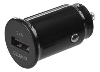 Billaddare 1x USB-A, 12W 12/24 V, 2.4 A, Svart