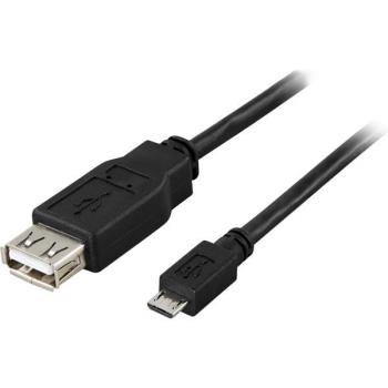 DELTACO USB Adapter | USB-A - Micro-B | 2.0 | 0.2m | Black