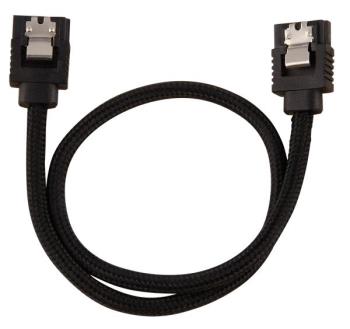 Corsair Premium Sleeved SATA Data Cable Set with Straight Connectors, Black, 30cm