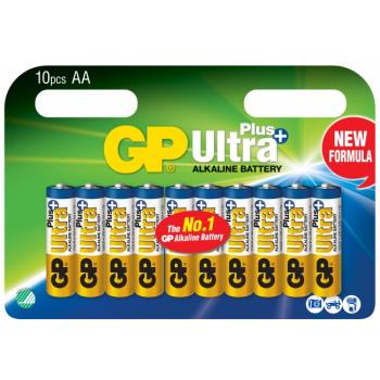 GP Ultra Plus Alkaline Battery, Size AA, LR6, 1.5V, 10-pack