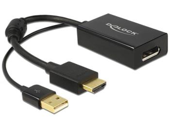 Delock Adapter HDMI-A male -> Displayport 1.2 female, black, USB-powered