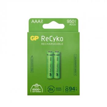 GP ReCyko Rechargeable Battery, Size AAA, 950 mAh, 2-pack