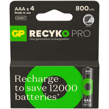 GP - ReCyko Professional NiMH AAA Rechargeable Batteries, 85AAAHCB-2WB4, 4-Pack