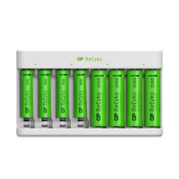 GP - ReCyko Battery Charger USB E811 incl. 4x AA 2100 mAh + 4 x AAA 850 mAh Batteries