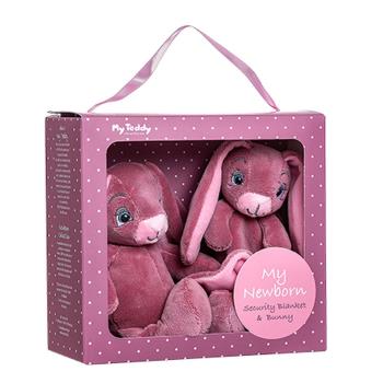 My Teddy - Giftbox - Comforter & Small Rabbit - Rosa