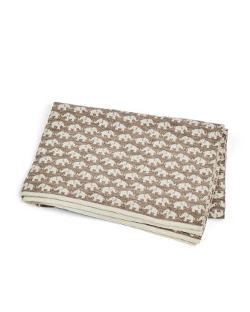 Smallstuff - Baby blanket AO elephants - Merino wool Natur - 80x100 cm