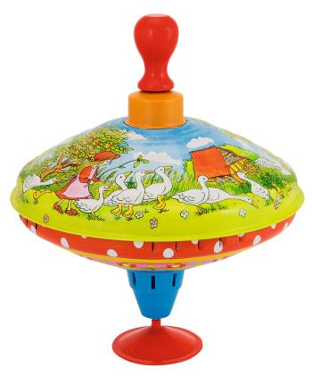 GOKI - Humming top with wooden handle Mother goose