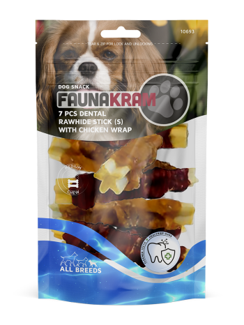 Faunakram -  7 psc. Grain Free dentalstick w chicken  110g