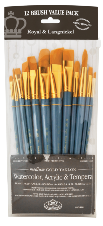 Royal & Langnickel - Medium Gold Taklon 12 pcs. Brush set