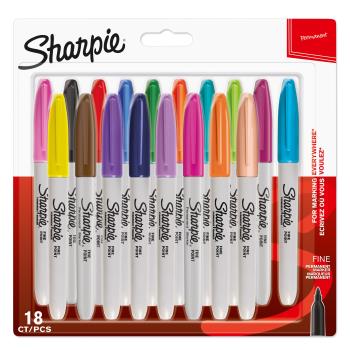 Sharpie - Permanent Marker Fine Assorted Colours 18-Blister