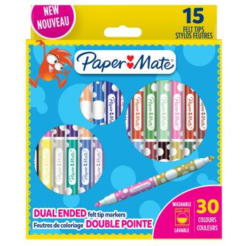 Paper Mate - Children's Colouring Twin Tip Felt Tip Pens 15-Blister