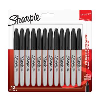 Sharpie - Permanent Marker Fine Black 12-Blister