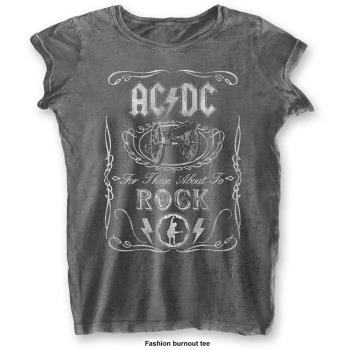 AC/DC: Ladies T-Shirt/Cannon Swig (Burnout) (Small)