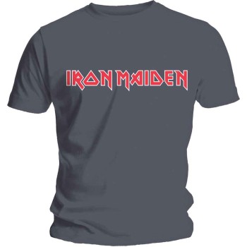 Iron Maiden: Unisex T-Shirt/Classic Logo (Charcoal Grey) (X-Large)