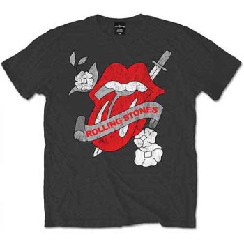 The Rolling Stones: Unisex T-Shirt/Vintage Tattoo (Charcoal Grey) (X-Large)
