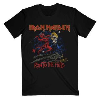 Iron Maiden: Unisex T-Shirt/Number Of The Beast Run To The Hills Distress (Small)