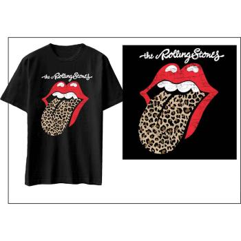 The Rolling Stones: Unisex T-Shirt/Leopard Print Tongue (Medium)