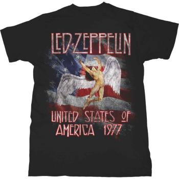 Led Zeppelin: Unisex T-Shirt/Stars N' Stripes USA '77. (Large)