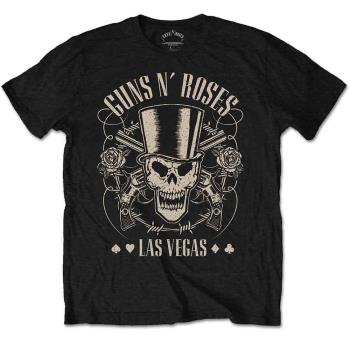 Guns N Roses: Guns N' Roses Unisex T-Shirt/Top Hat Skull & Pistols Las Vegas (Medium)