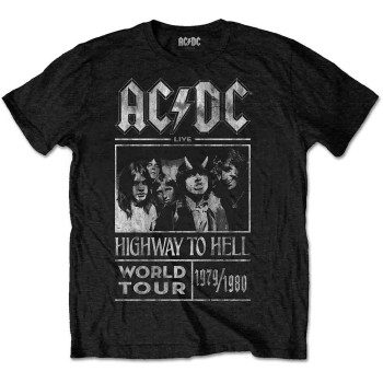AC/DC: Unisex T-Shirt/Highway to Hell World Tour 1979/1980 (Black) (Medium)