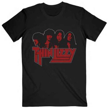 Thin Lizzy: Unisex T-Shirt/Band Photo Logo (Black) (Medium)