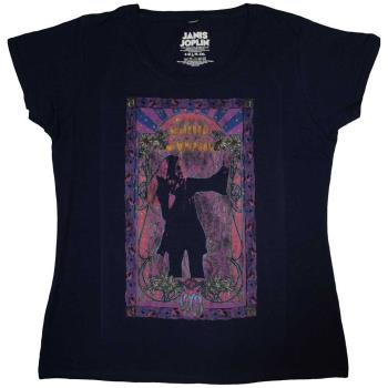 Janis Joplin: Ladies T-Shirt/Paisley & Flowers Frame (Soft Hand Inks) (Medium)