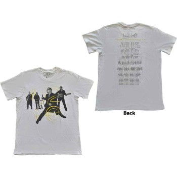 U2: Unisex T-Shirt/Live Action (White) (Back Print & Ex-Tour) (XX-Large)