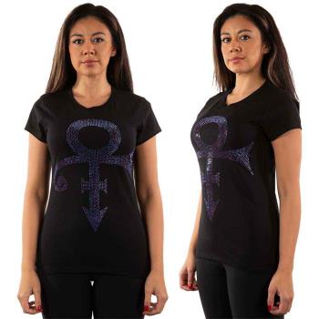 Prince: Ladies T-Shirt/Purple Symbol (Embellished) (Medium)