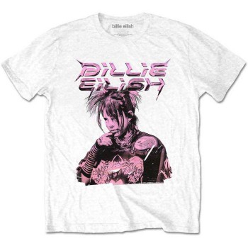 Billie Eilish: Unisex T-Shirt/Purple Illustration (White) (XX-Large)