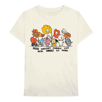 BT21: Unisex T-Shirt/Hippie Flowers (Natural) (Small)