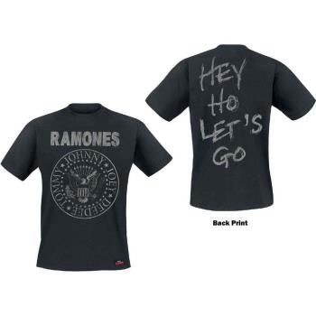 Ramones: Unisex T-Shirt/Seal Hey Ho (Back Print) (X-Large)