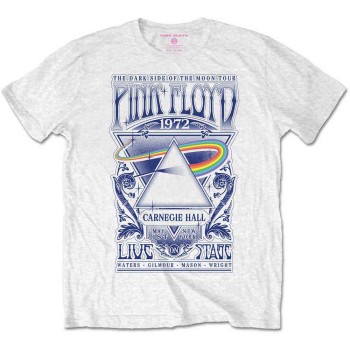 Pink Floyd: Unisex T-Shirt/Carnegie Hall Poster (White) (XXX-Large)