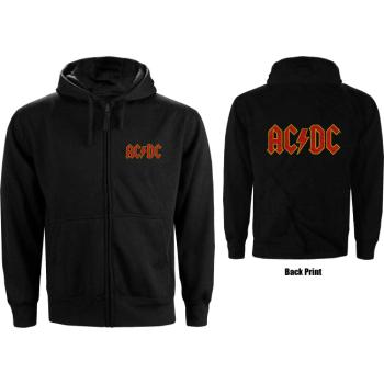 AC/DC: Unisex Zipped Hoodie/Logo (Back Print) (Small)