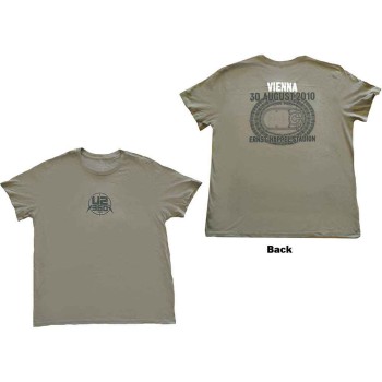 U2: Unisex T-Shirt/360 Degree Tour Vienna 2010 (Green) (Back Print & Ex-Tour) (XX-Large)