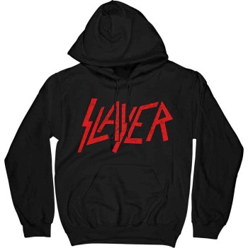 Slayer: Unisex Pullover Hoodie/Distressed Logo (Black) (Large)