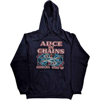Alice In Chains: Unisex Pullover Hoodie/Totem Fish (Navy Blue) (Medium)