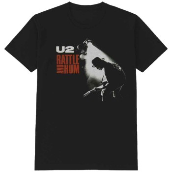 U2: Unisex T-Shirt/Rattle & Hum (Black) (Large)