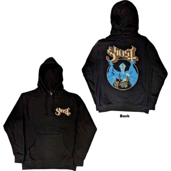 Ghost: Unisex Pullover Hoodie/Pocket Logo & Opus (Black) (Back Print) (Large)